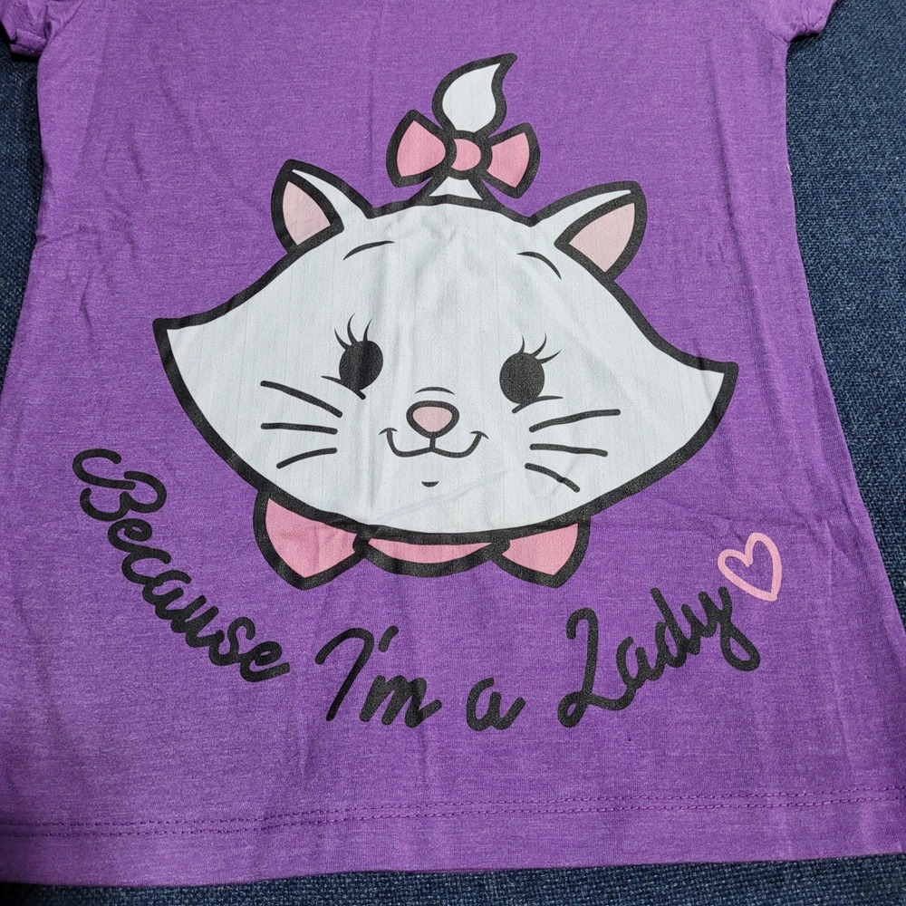 Disney Marie Cat Because Im a Lady Purple T Shirt Girls Size L - Picture 2 of 4